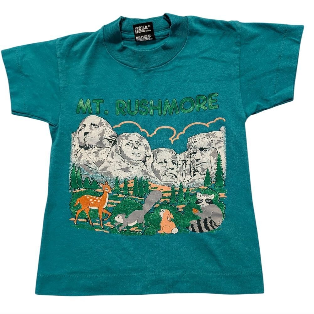 Vintage Kids Mt. Rushmore Wildlife Single Stitch Tshirt Size 2/4